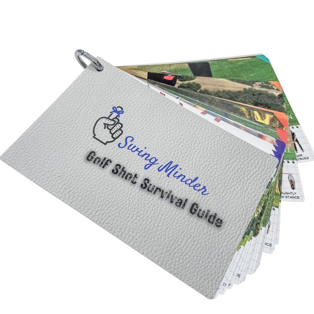 Golf Reference Cards - Pocket Golf Survival Guide & Cheat Sheet | Waterproof PVC Golf Training Cards for Difficult Shots | Clip-on Carabiner for Golf Bag - Perfect for On-Course Practice & Tournament Play