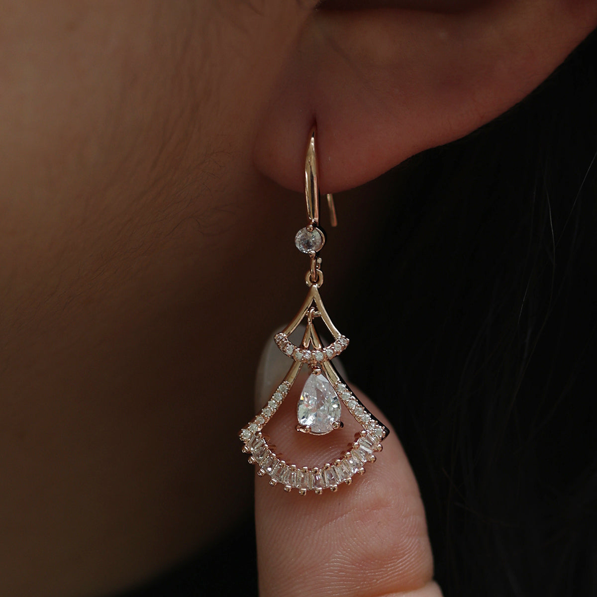 Elegant Cubic Hook Drop Earrings for Women - Stylish Dangle Earrings for Party, Wedding & Everyday Wear