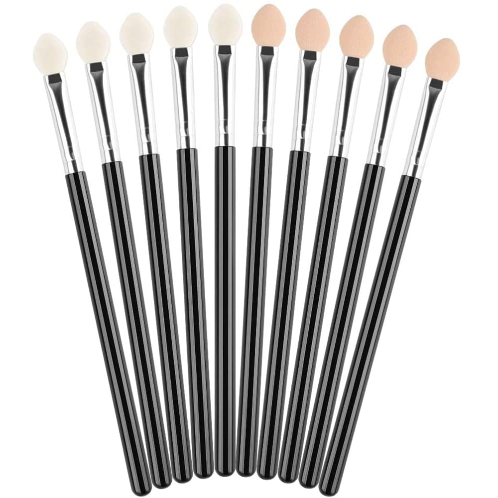 10 Pcs Professional Eyeshadow Brushes Set - Reusable & Portable Makeup Applicators with Long Handle, Soft Sponge Oval Tips for Perfect Eye Makeup - Ideal for Travel, Home, and Professional Use