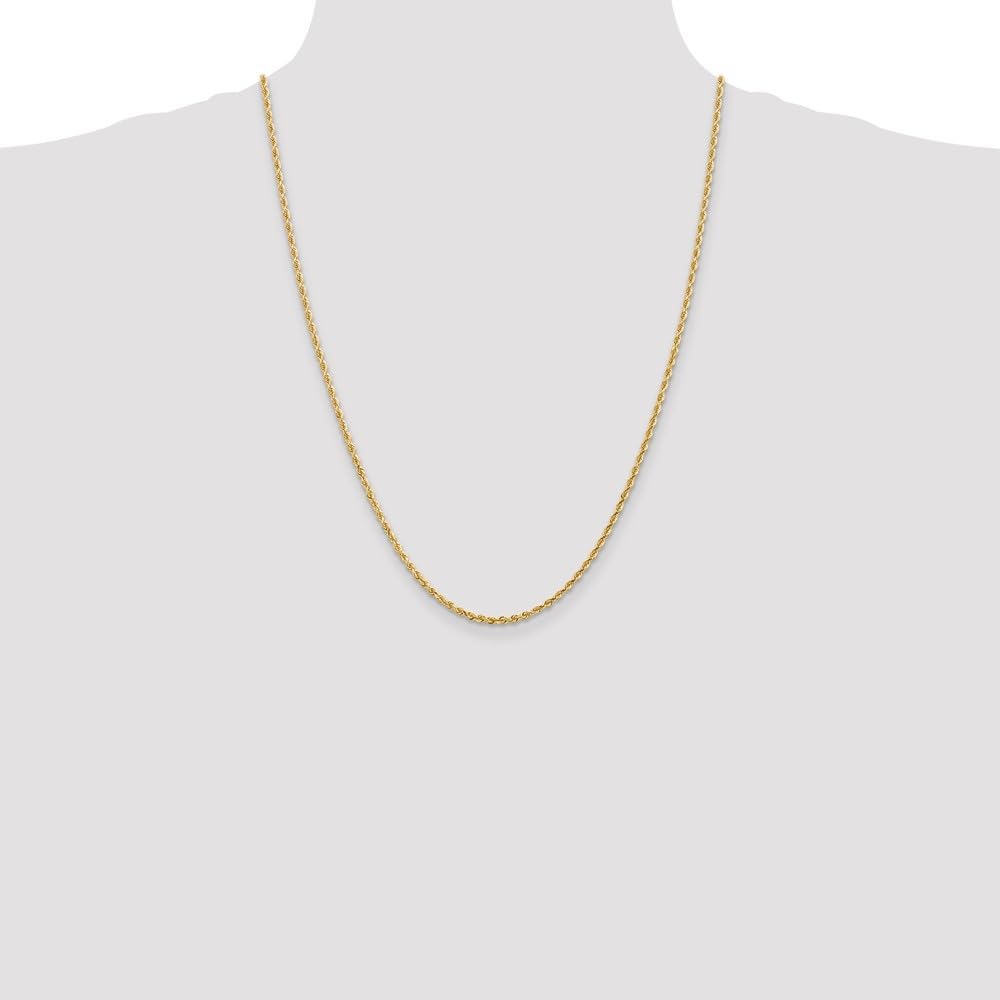 14K Yellow Gold 2.25mm Quadruple Rope Chain Necklace for Men & Women | Diamond2Deal | Elegant Jewelry Gift for Anniversary, Birthday & Special Occasions