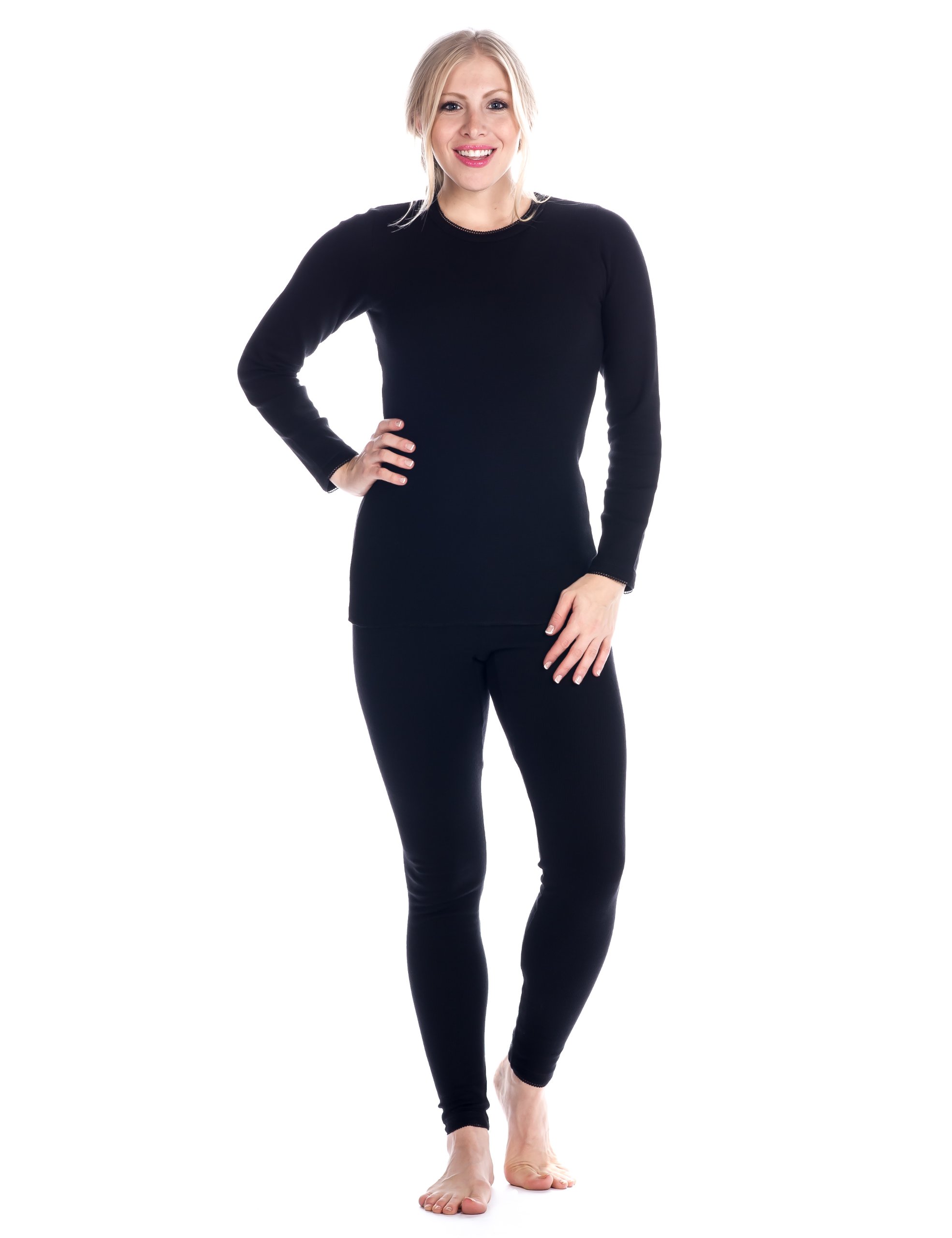 Noble Mount Women's Long Sleeve Waffle Thermal Underwear Top - Soft Winter Base Layer for Cold Weather, Hiking & Outdoor Activities