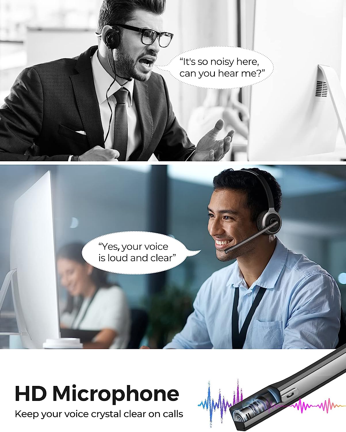 Mpow Wireless Headset with Noise Cancelling Mic & USB Dongle for PC - Perfect for Online Meetings, Gaming & Remote Work