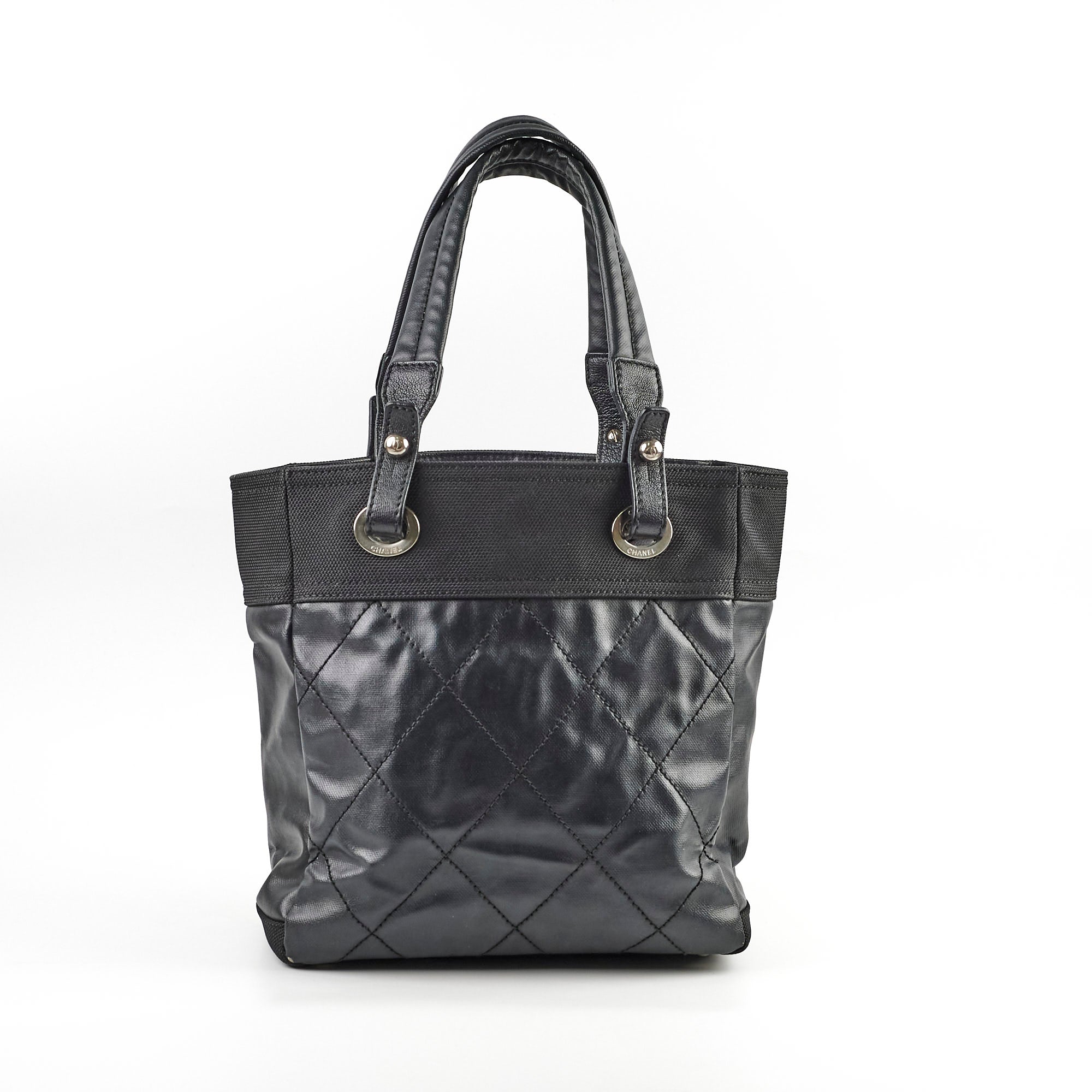 Chanel Paris Biarritz Small Black Leather Tote Bag - Authentic 2008/2009 Collection | Luxury Designer Handbag for Women, Work, Travel & Everyday Use
