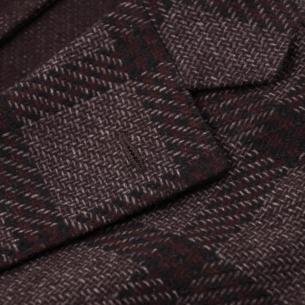 L.B.M. 1911 Brown Burgundy Check Sport Coat for Men - Classic Wool Blazer for Business, Weddings & Formal Events | Slim Fit Jacket with Notch Lapel & Button Closure