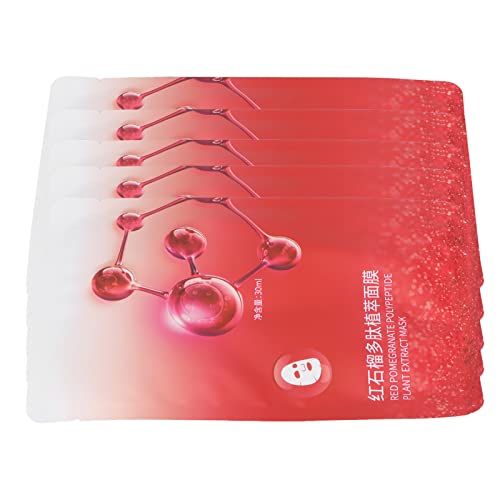 Moisturizing Face Mask 5-Pack - Hydrating Pomegranate Peptide Sheet Masks for Skin Repair | Safe for Sensitive Skin | Perfect for Home Spa & Travel Skincare Routine