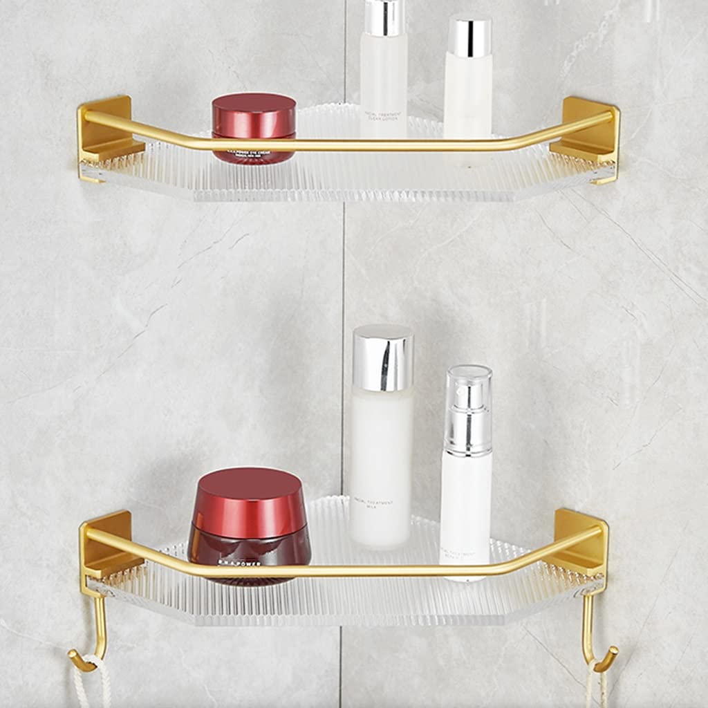 XXZY Acrylic Corner Shower Caddy Organizer - Wall Mounted Bathroom Shelf with Tripod Design for Shampoo, Soap & Toiletries Storage - Perfect for Small Bathroom, Shower Stall & Spa Corner Organization (4-Tier)