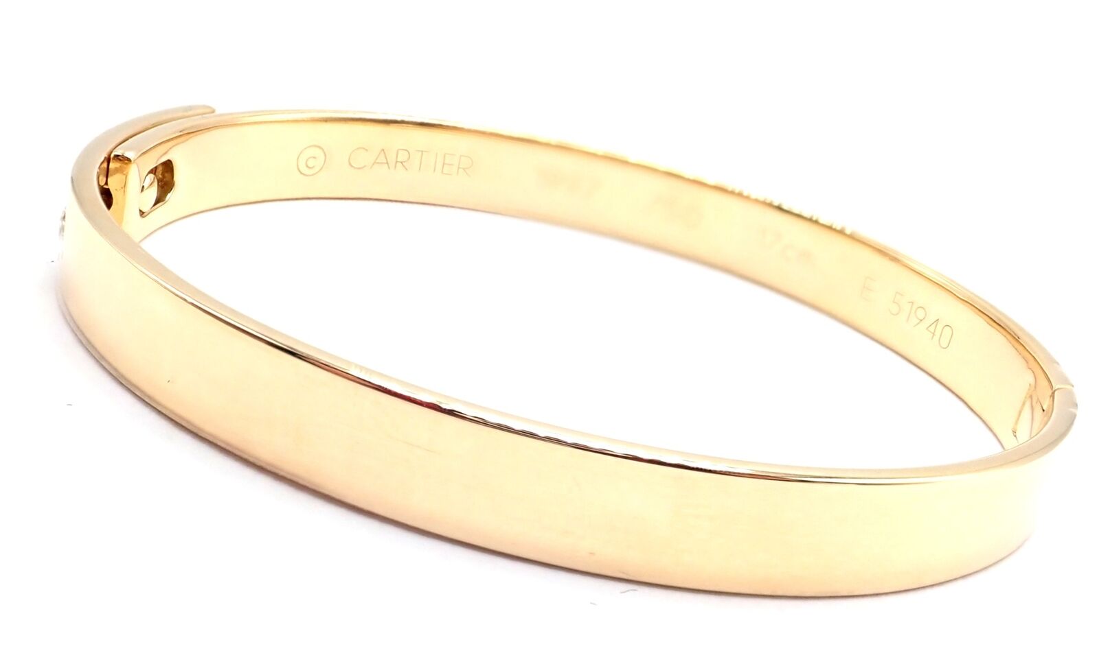 Authentic Cartier 18K Yellow Gold Diamond Anniversary Bangle Bracelet - Size 17 - Luxury Jewelry Gift for Women - Perfect for Anniversaries, Weddings & Special Occasions