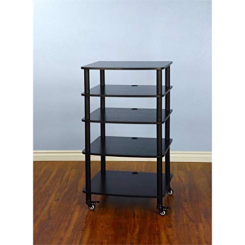 Premium AR Series 5-Shelf Audio Equipment Stand - Silver Pole with Cherry Wood Shelves for Turntables, Speakers & Home Theater Systems