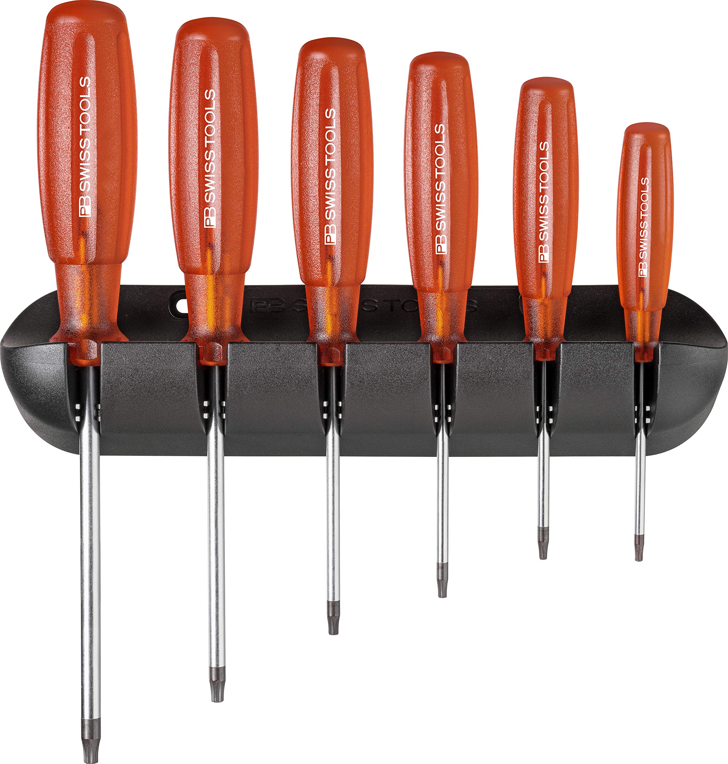 PB Swiss Tools Multicraft Screwdriver Set with Wall Rack - Torx Screwdriver Set T8 to T25 for Electronics, Bikes & DIY Projects - Professional Precision Screwdrivers for Home & Workshop Use