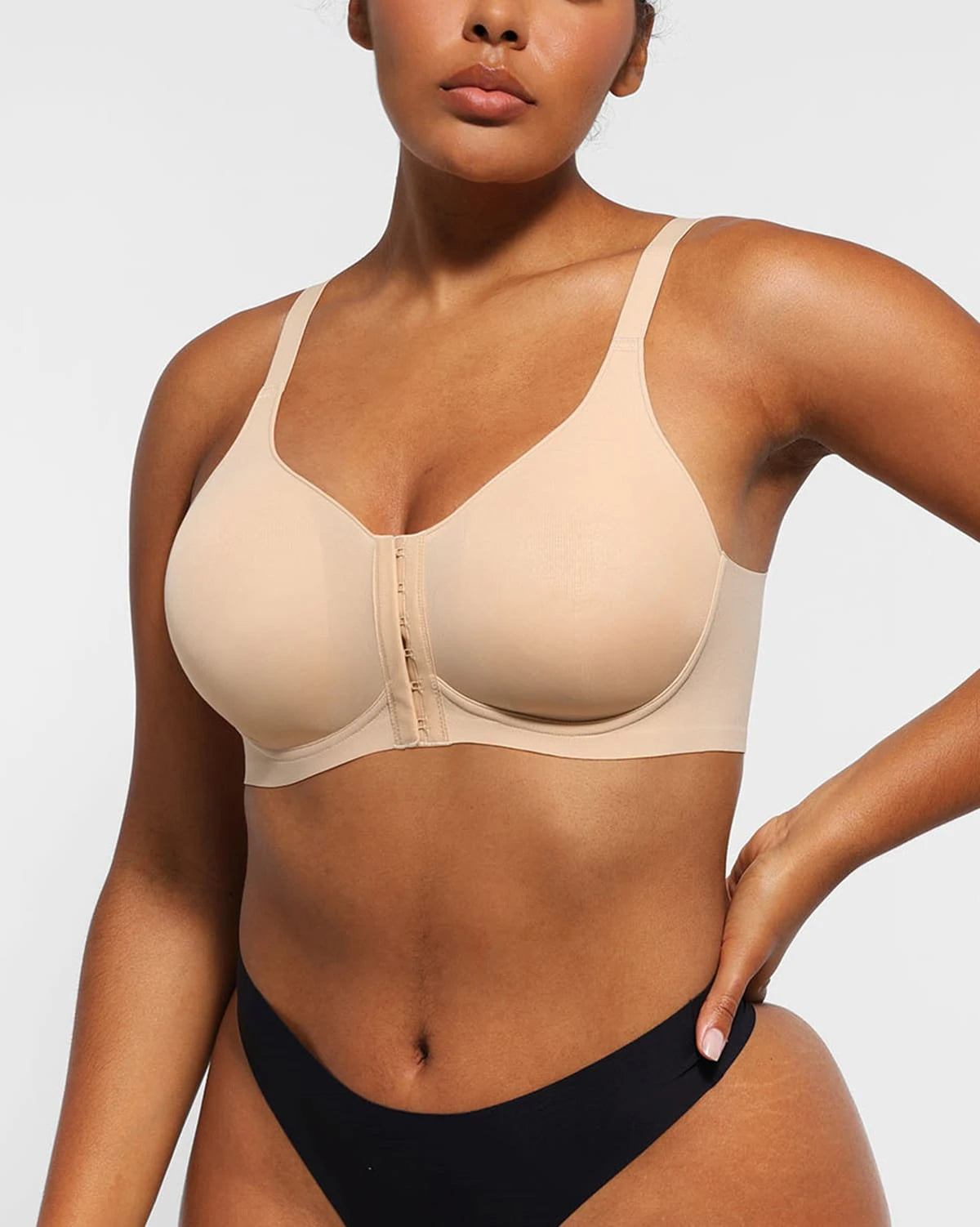 Wireless Front Hook Back Smooth Bra - Comfortable Seamless Support for Yoga, Workouts & Everyday Wear