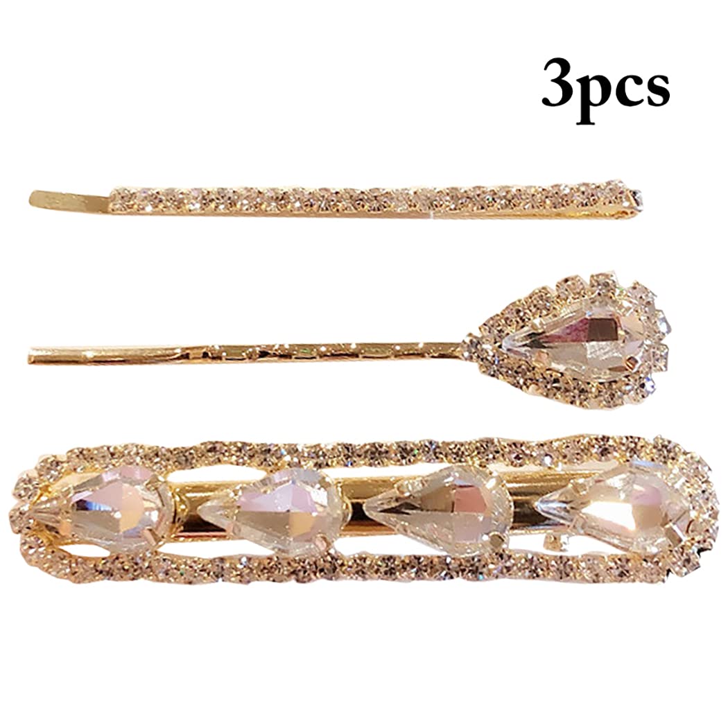 Licogel Rhinestone Hair Clips for Women - 3PCS Alloy Duckbill Barrettes, Lightweight Hairpins for Girls & Adults | Perfect for Weddings, Parties & Daily Styling