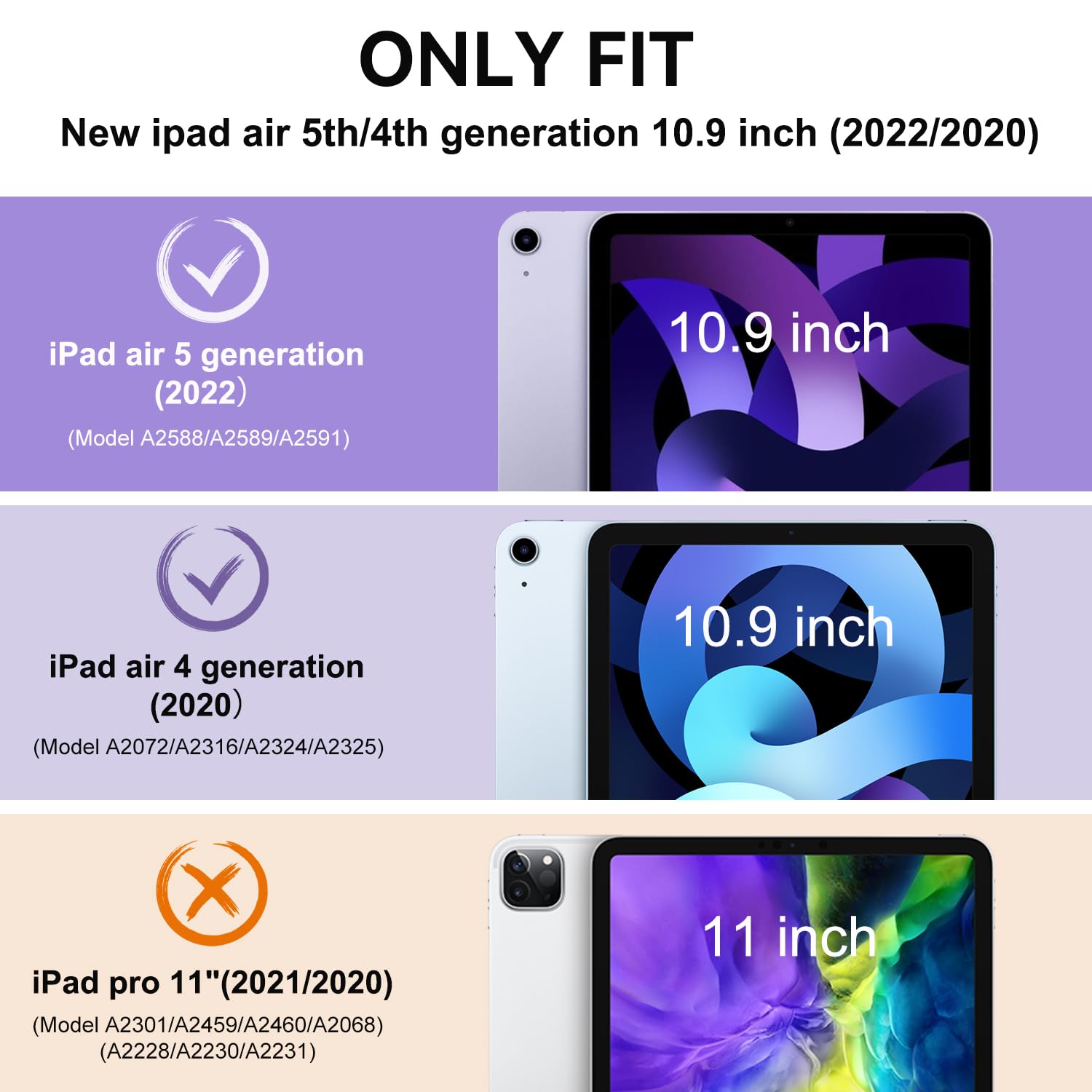 OKP iPad Air 5th/4th Generation Case (2022/2020 Model) - 10.9 Inch Slim Lightweight Trifold Folio Smart Cover with Pencil Holder & Auto Sleep/Wake - Clear Back Light Purple - Perfect for Work, School & Travel