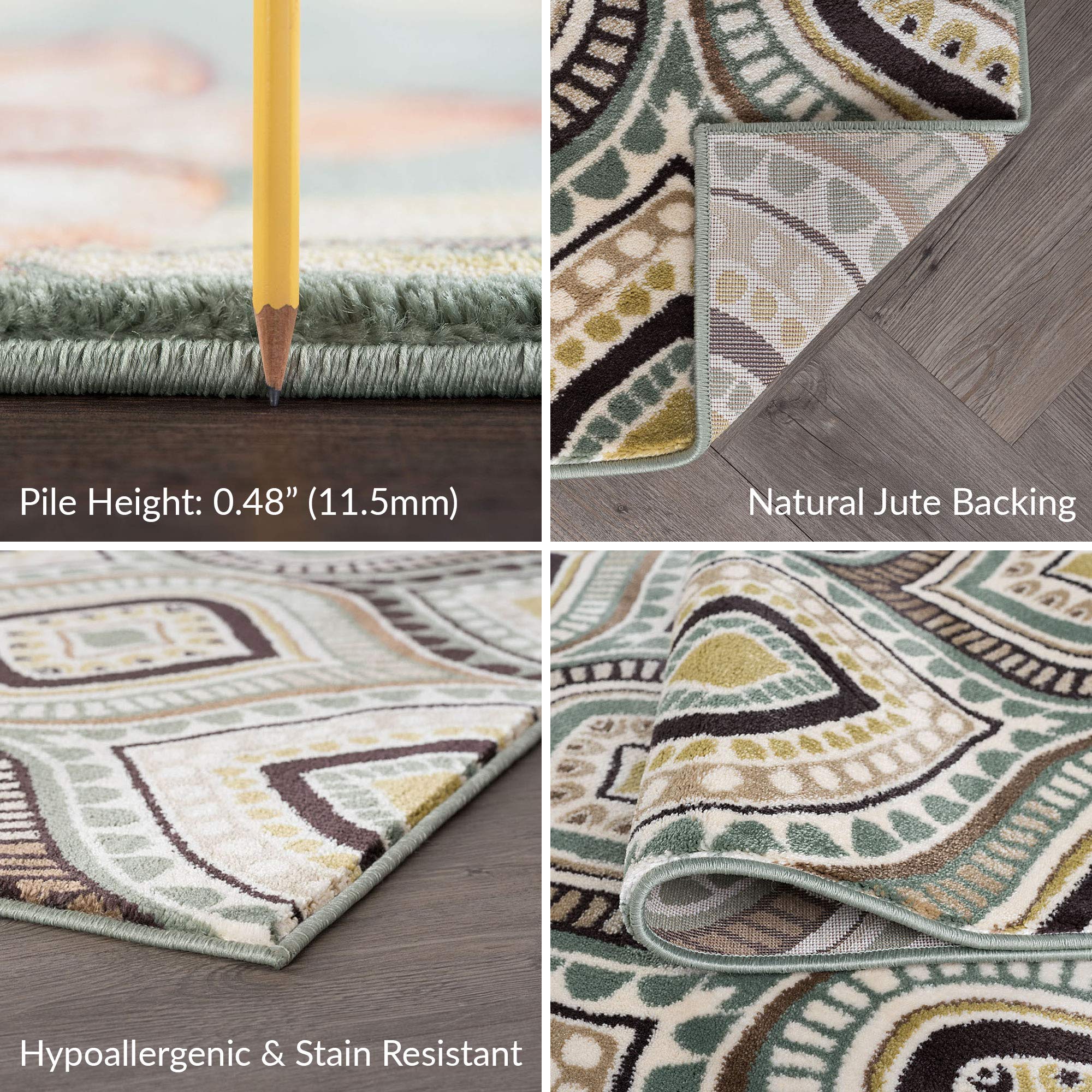 Aurora Modern Large 8ft Round Rug - Soft Contemporary Area Rug for Living Room, Bedroom, Dining Room & Kitchen - Non-Slip Indoor Carpet Perfect for Home Decor, Entryway & Office Spaces - Alfombras para Salas Modernas