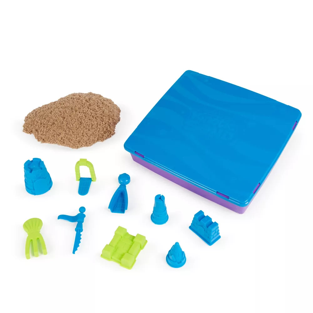 Kinetic Sand Deluxe Beach Castle Playset - Moldable Sensory Sand Toy for Kids, Beach Themed Building Set for Creative Play - Perfect for Indoor & Outdoor Sandbox Fun