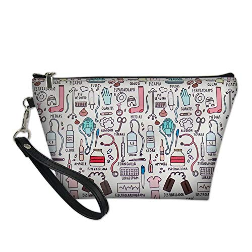STUOARTE Women's Travel Makeup Bag - White Kawaii Pattern Cosmetic Pouch, Bulk Toiletry Organizer for Girls, Perfect Birthday Gift - Ideal for Travel, Gym & Daily Use
