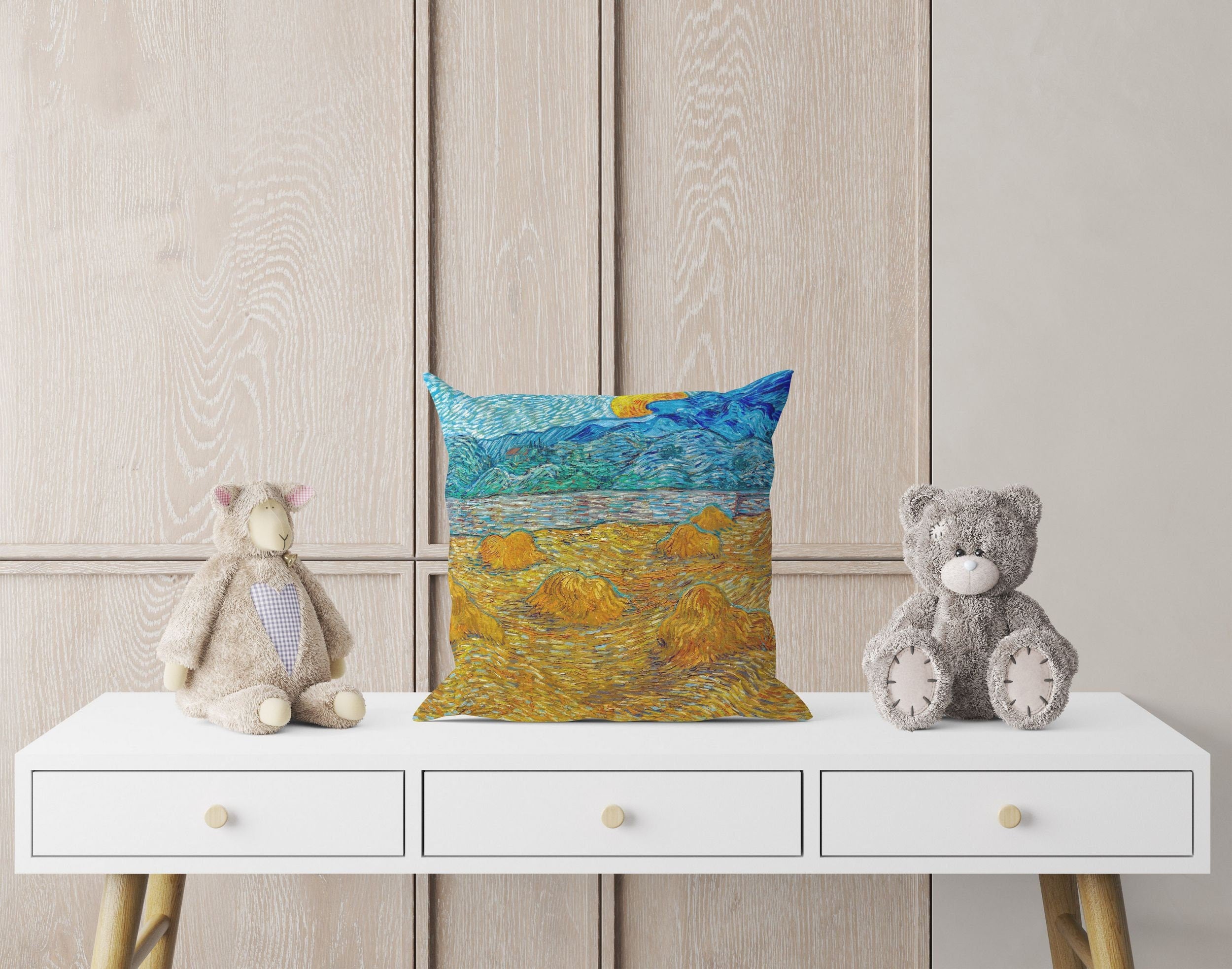 Vincent Van Gogh Evening Landscape With Rising Moon Decorative Throw Pillow - Soft Contemporary Cushion Cover for Living Room, Bedroom & Sofa Decor