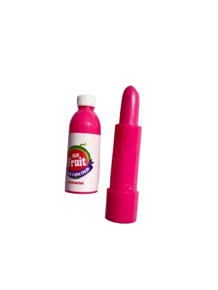 2-Pack Cute Bottle-Shaped Fruit Lip Balm Set (Green & Pink) - Moisturizing & Nourishing for Dry Lips - Perfect for School, Travel, and Daily Use