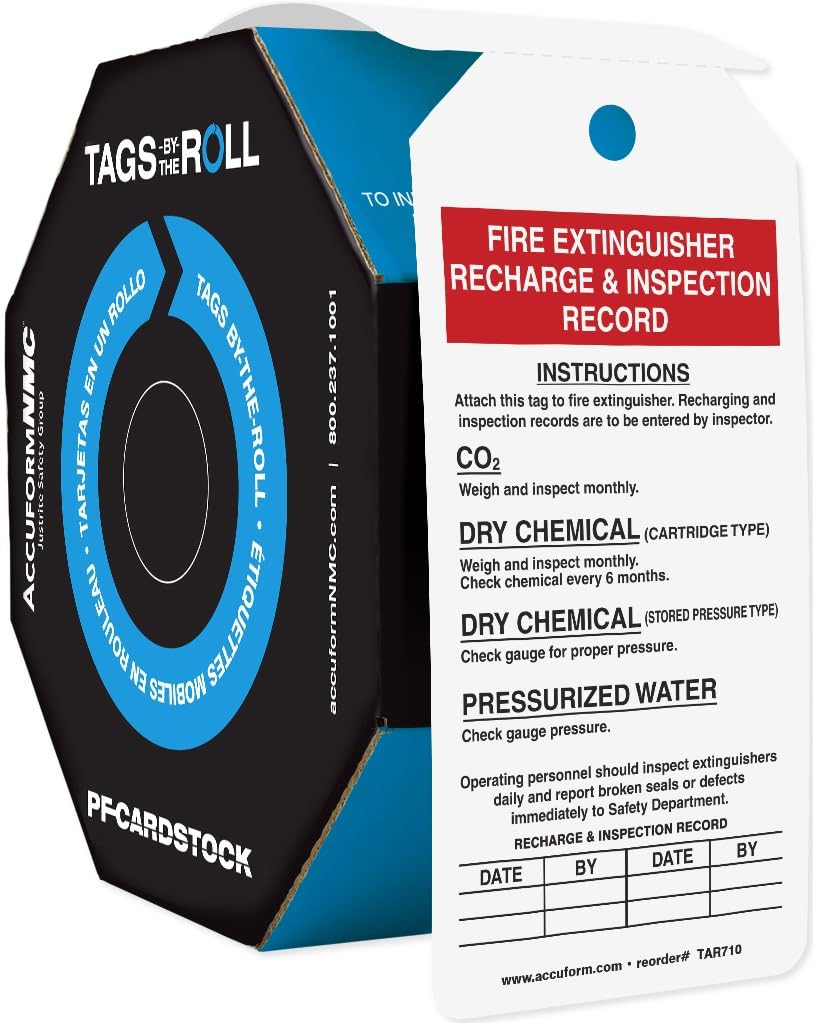 Accuform TAR710 Fire Extinguisher Inspection Tags Roll - 6.25
