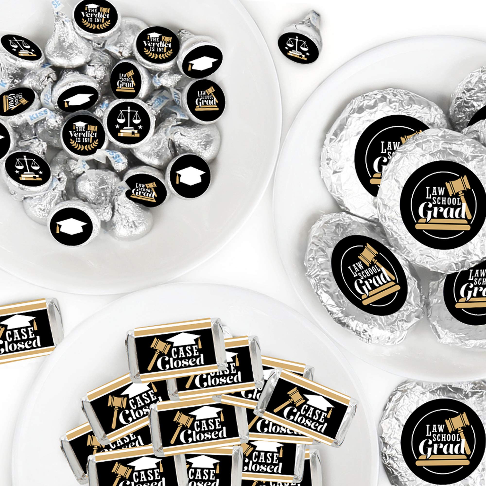 Law School Graduation Candy Wrappers & Stickers Kit - 304-Piece Future Lawyer Party Favors for Graduation Celebrations, Gifts, and School Events