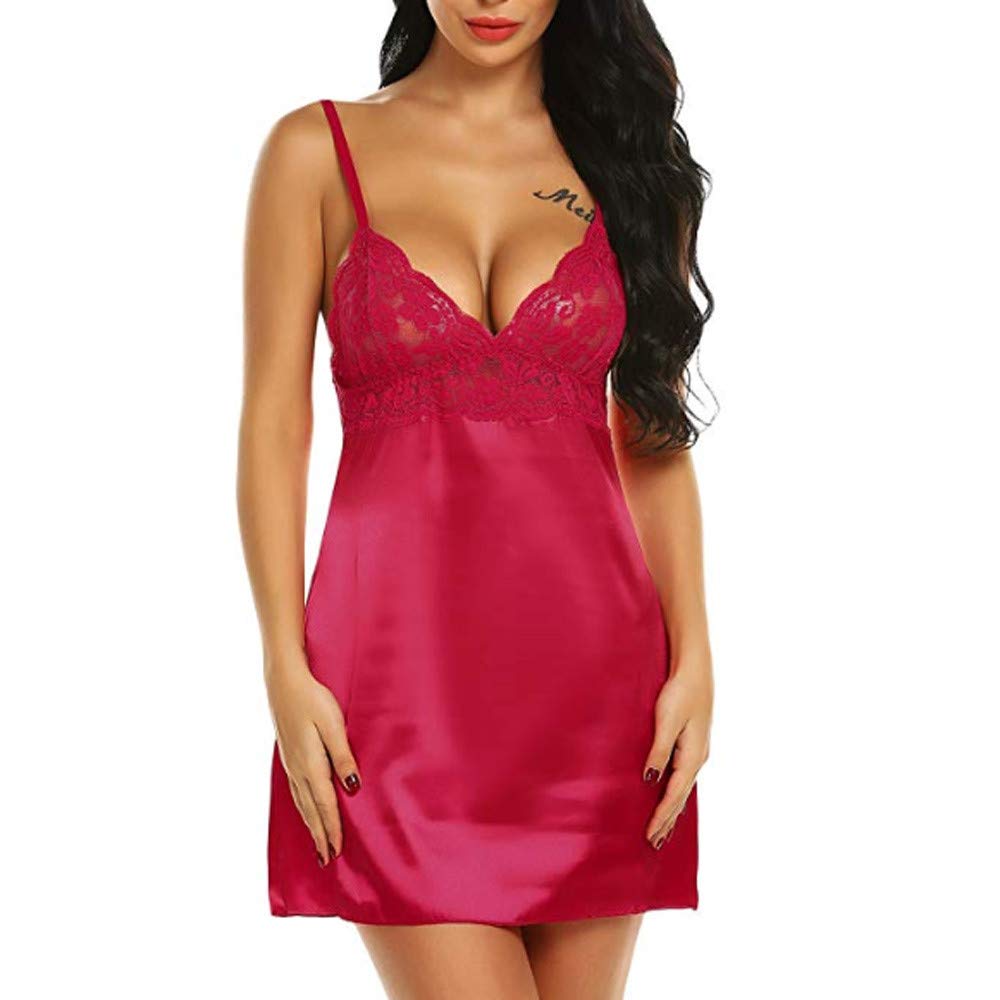 Sexy Women's Silk Satin Babydoll Nightgown - V Neck Criss Cross Lingerie Set for Honeymoon, Sleep & Lounge Wear | Perfect for Romantic Nights & Boudoir Photography