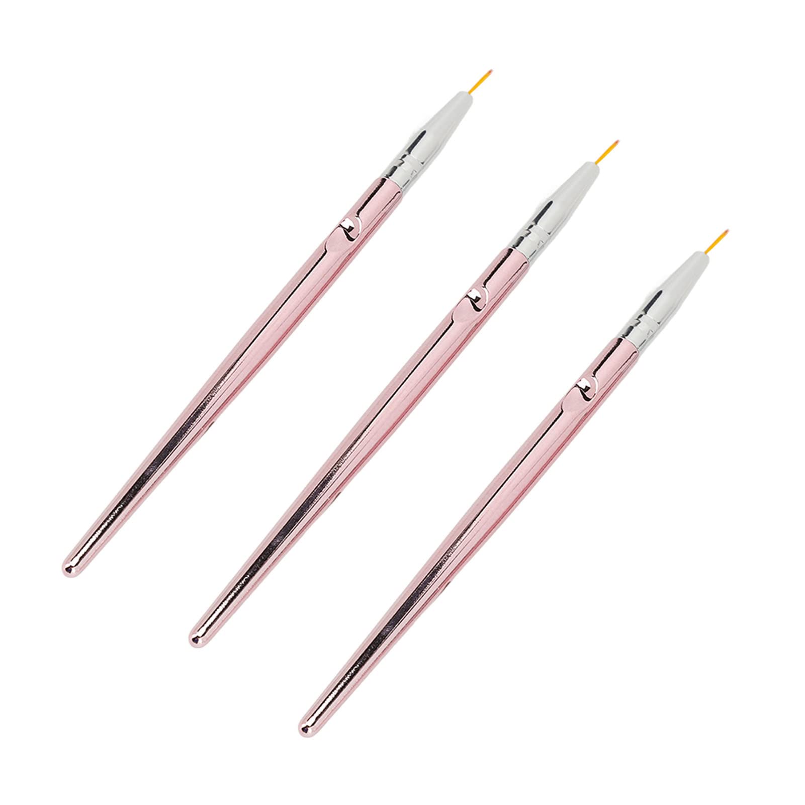 3-Piece Nail Liner Brush Set - Silver Nylon Tip Nail Art Pens for Precise UV Gel & Nail Polish Application | Easy Grip Lightweight Design for Salon & Home Manicures