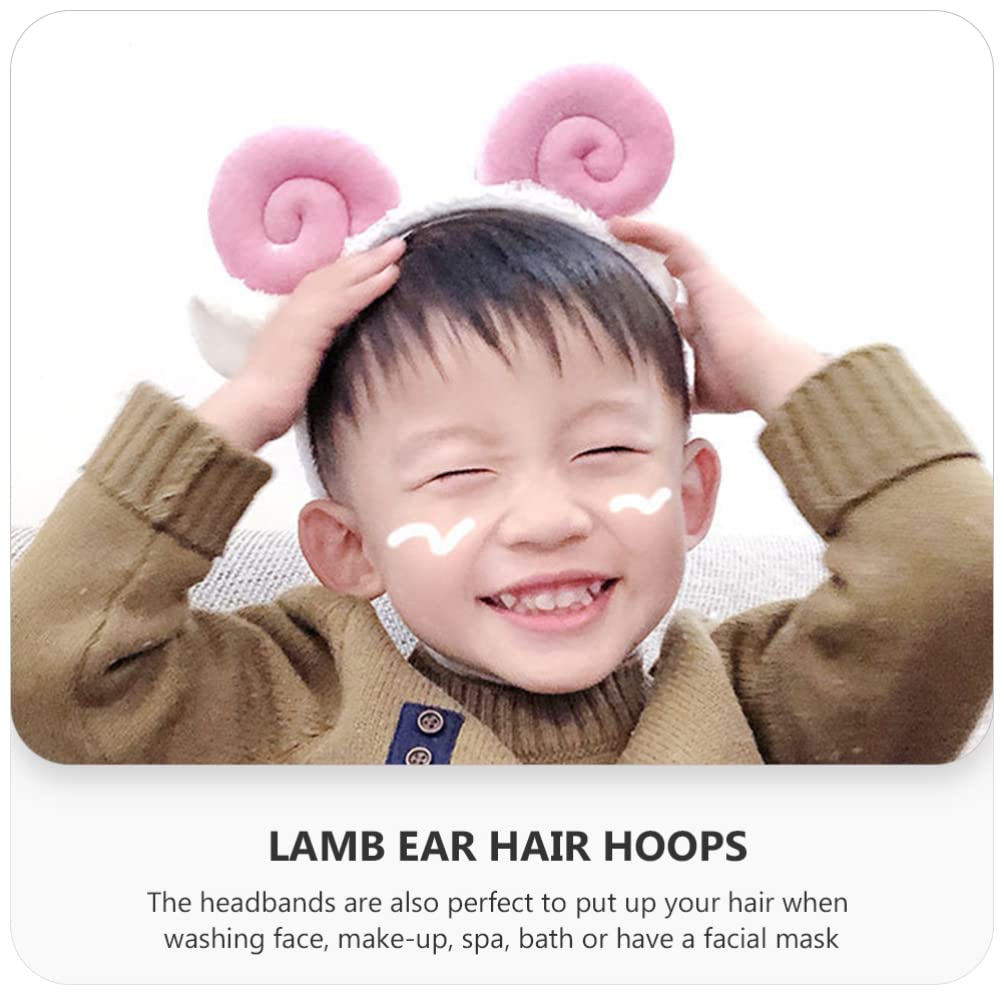 VALICLUD 2 Pack Soft Plush Sheep Ears Headband - Cute Lamb Ear Hair Band for Women & Girls (Pink) - Perfect for Makeup, Shower, Face Washing, Cosplay & Everyday Use