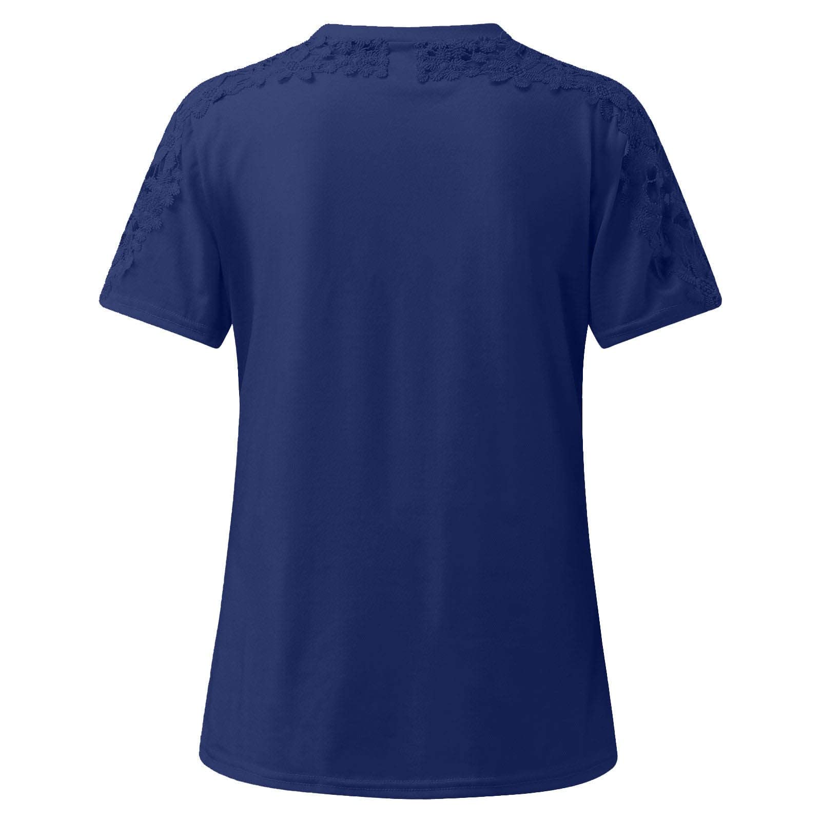 Lace Short Sleeve Blouses - Women's Crew Neck T-Shirts for Summer | Casual Comfort Top for Everyday Wear, Date Night & Office Outfits