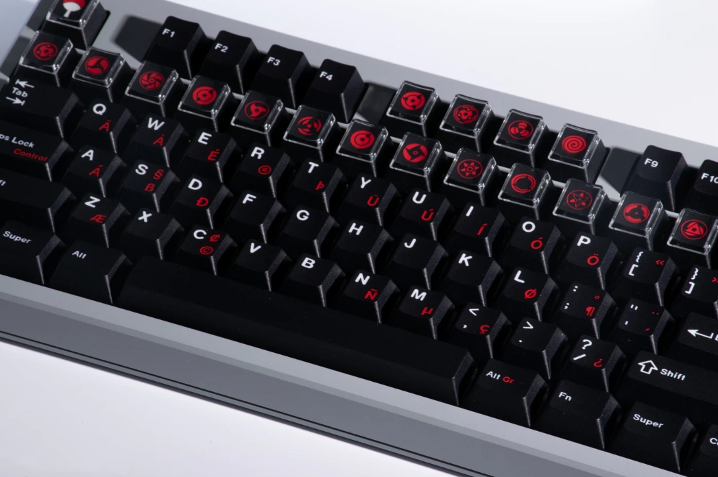 Naruto Sharingan 18-Piece Custom Keycap Set - Heat Sublimated Transparent Keycaps for Mechanical Keyboards | Perfect for Gaming, Typing & Anime Fans