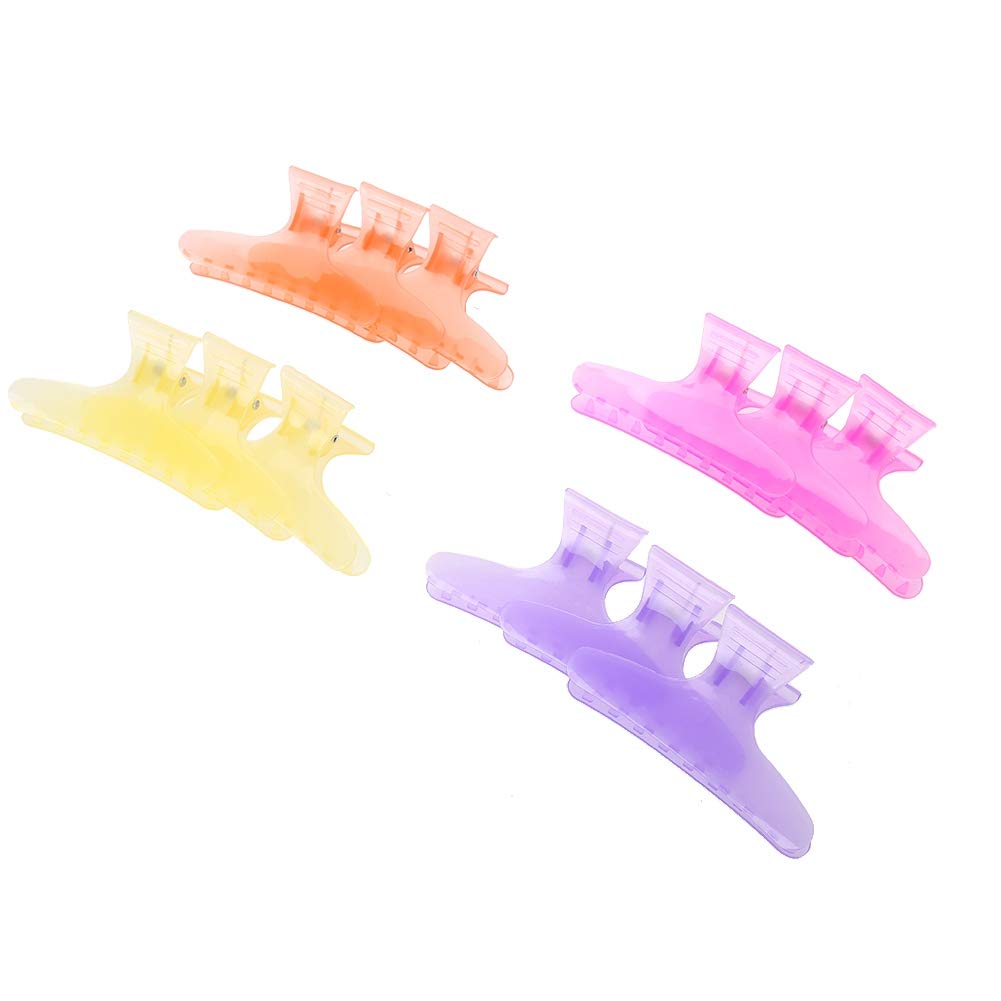 Butterfly Hair Clips for Women - Strong Hold Hair Claw Clips in Pure Colors (12 Pack) - Thick Hair Clamps for Professional Salon & Home Use - Perfect for Updos, Ponytails & Styling