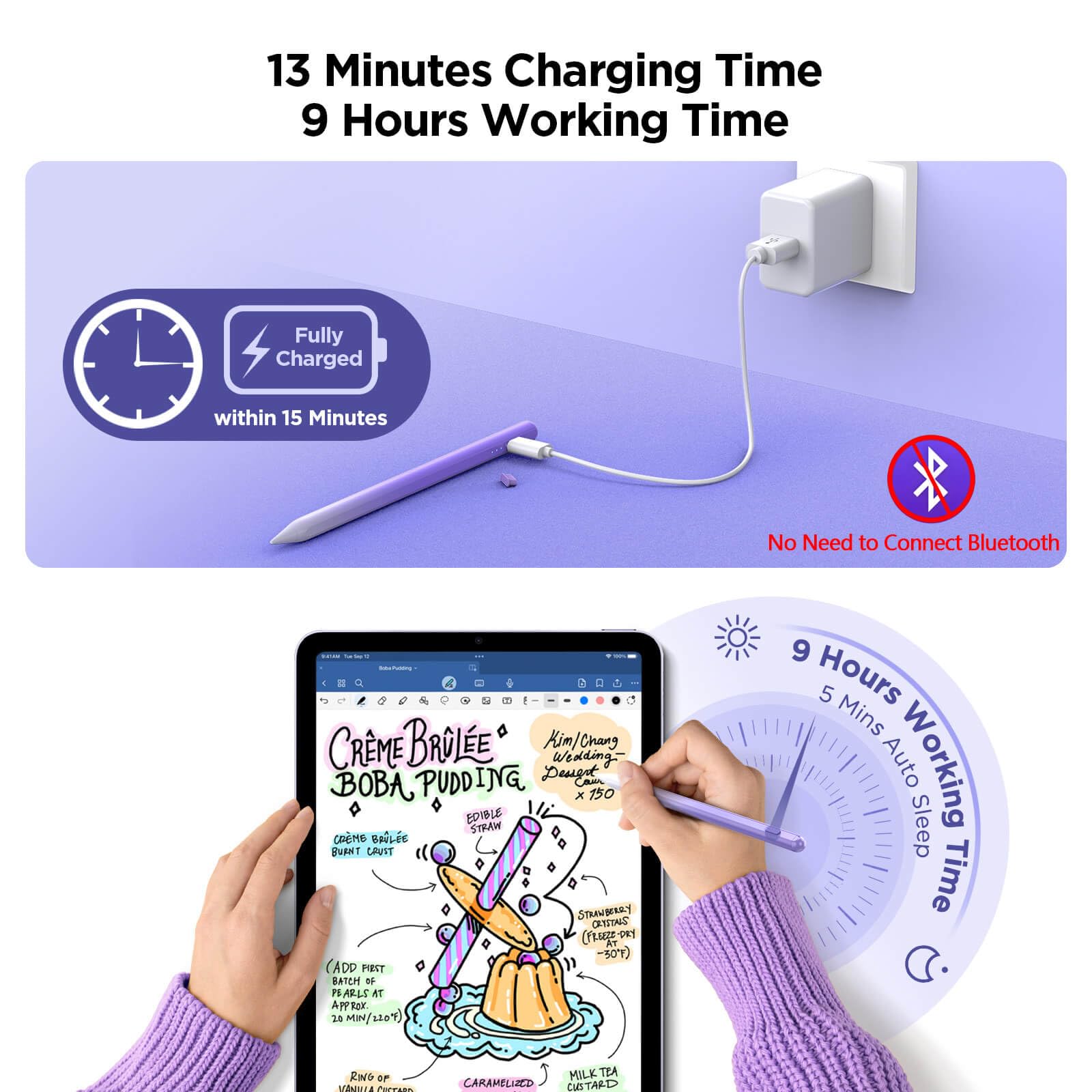 Premium Stylus Pen for iPad (2018-2024 Models) - Fast Charging Apple Pencil Alternative with Palm Rejection - Compatible with iPad 10/9/8/7/6, iPad Pro 12.9