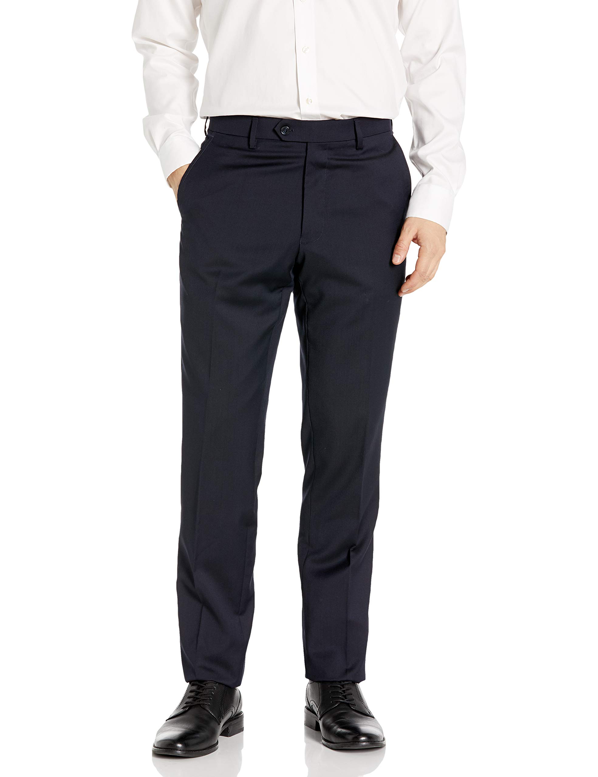 Premium Men's High-Twist Wool Suit Pants - Flat Front Dress Pants for Business, Office & Formal Occasions - Comfortable & Stylish Work Attire