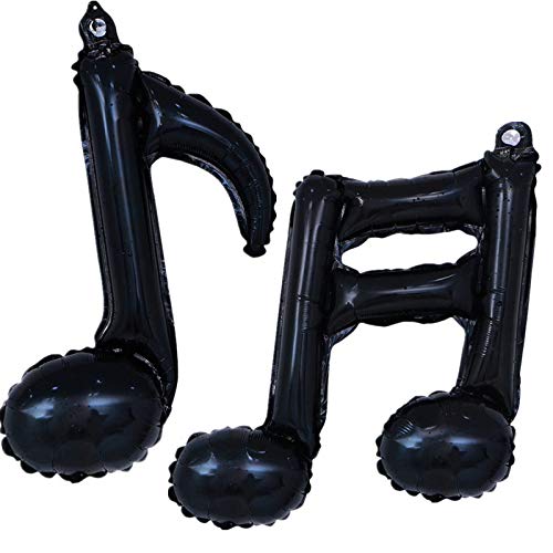 10Pcs Black Music Note Foil Balloons - Music Theme Party Decorations for Birthday, Rock Star, Rock & Roll Events - Baby Shower Decorations for Boys & Girls - Perfect for Concerts, DJ Parties & Music Lover Celebrations