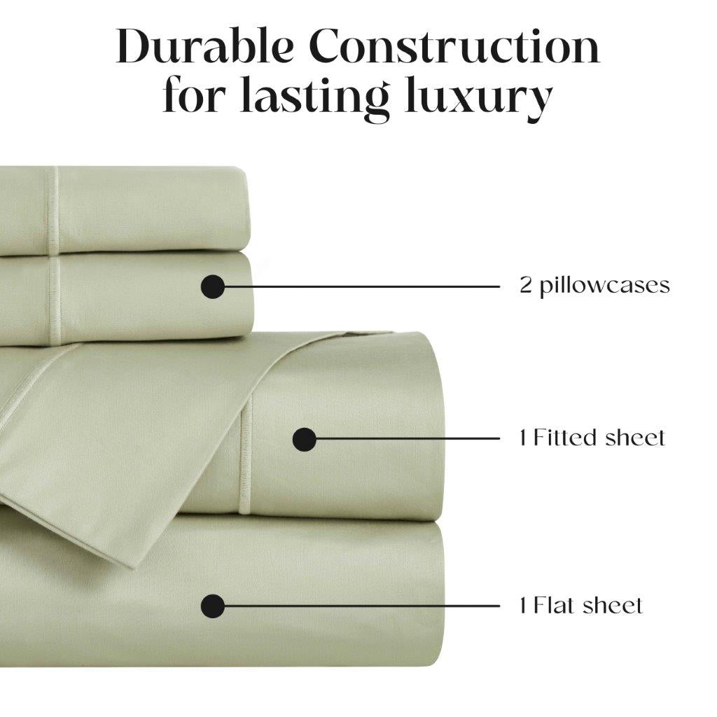 Luxury 1500 Thread Count Egyptian Cotton Sheet Set - Embroidered Marrow Stitch Bedding for Ultimate Comfort | Perfect for Master Bedroom, Guest Room & Hotel Use