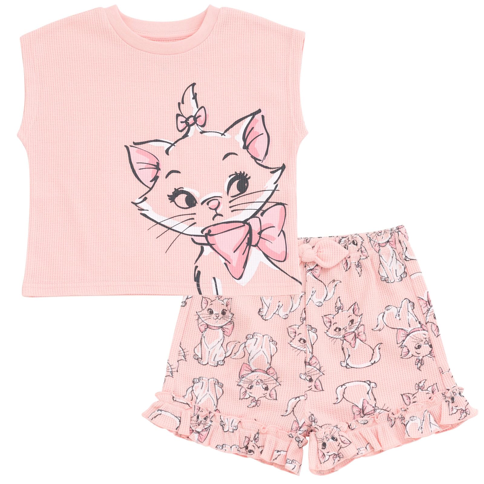 Disney Waffle Knit T-Shirt and Shorts Outfit Set for Babies & Toddlers (0-3 Months to 5T) - Soft Cotton Playwear for Newborns & Kids - Perfect for Playdates, Family Outings & Photo Shoots