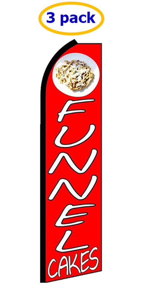 OnPoint Wares Funnel Cake King Flag Kit - 3 Pack for Carnival, Fair & Party Decorations