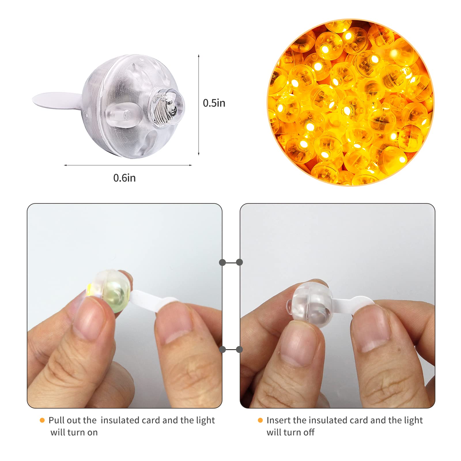100 Pcs LED Orange Balloon Lights - Tiny Round LED Lamps for Paper Lanterns, Indoor/Outdoor Party Decorations - Perfect for Birthday, Wedding & Event Lighting (Warm White Glow) - Create Magical Atmosphere for Garden Parties, Baby Showers & Holiday Celebrations