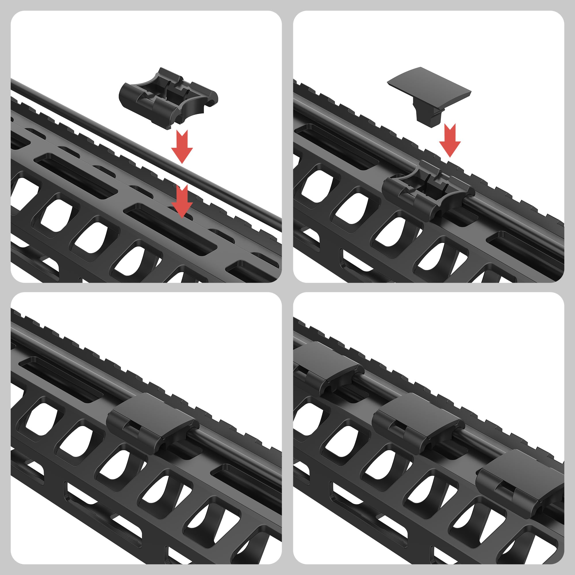 20PCS MLOC Wire Management Cable Clips - Picatinny Rail Pressure Switch Organizer for Gun Flashlight & Laser Accessories - Removable Recessed Design for Tactical Gear & Firearm Maintenance (Perfect for Range Days & Home Defense Setup)