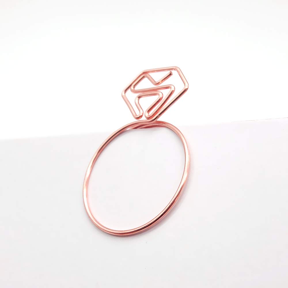 Diamond Ring Shaped Small Paper Clips - Cute & Funny Bookmark Clips for Office, School, Wedding Invitations, Valentine's Day Decorations - Planner Paper Clips (20 pcs) - Perfect for Gift Wrapping, Scrapbooking & Organizing Documents