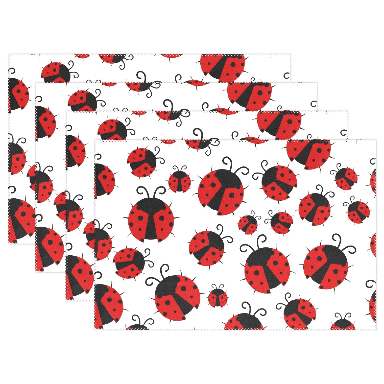 Premium Red Ladybug Placemats - Heat Resistant & Non-Slip Washable Table Mats for Dining, Kitchen - Perfect for Family Meals, Parties, and Holiday Decorations