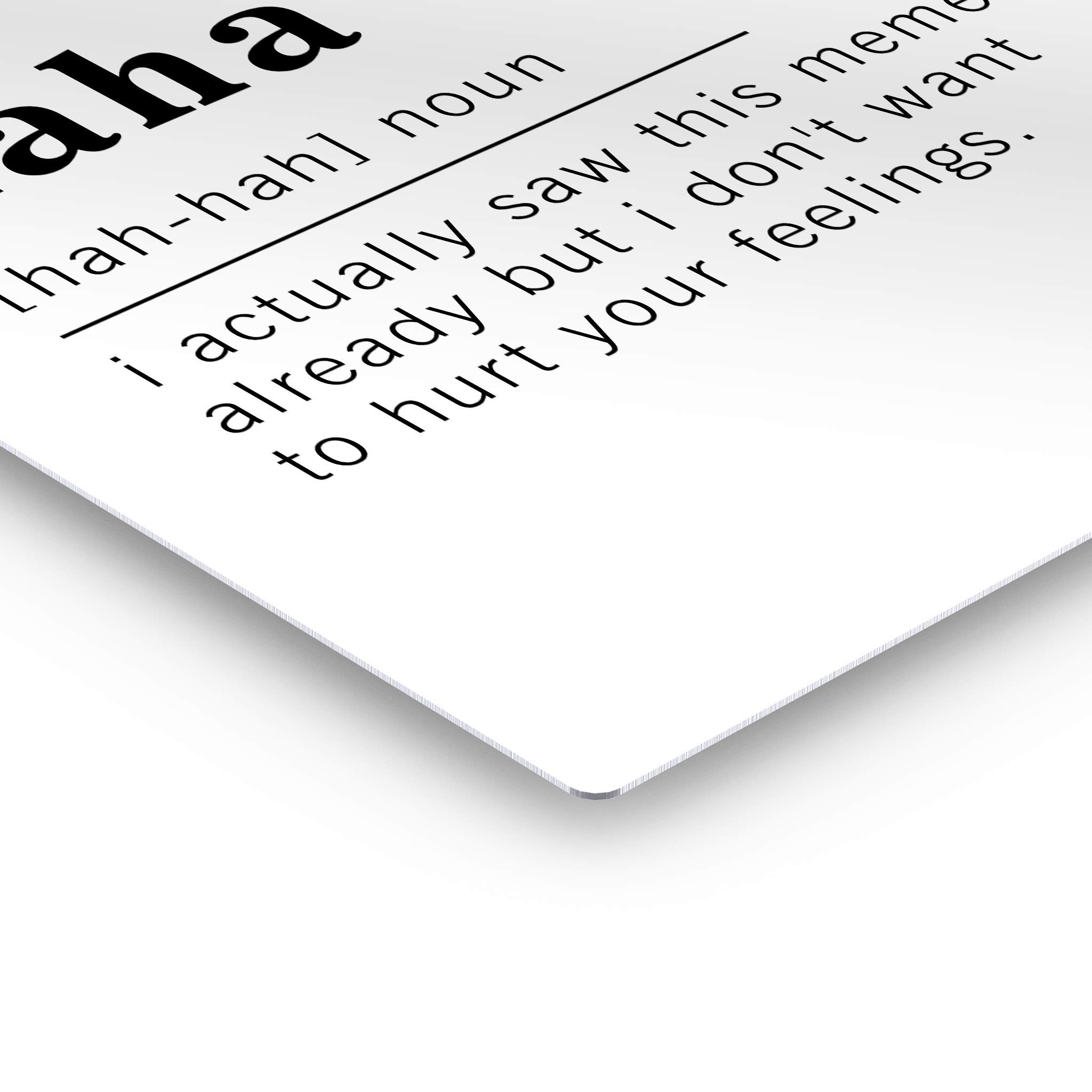 Funny Noun Dictionary Definition of Haha Metal Print - Inspirational Quote Wall Art for Office, Living Room, Bedroom & Bathroom - Ready to Hang Home Decor (36x24 Inches, Made in USA) - Perfect for Gifts, Housewarming & Adding Humor to Any Space