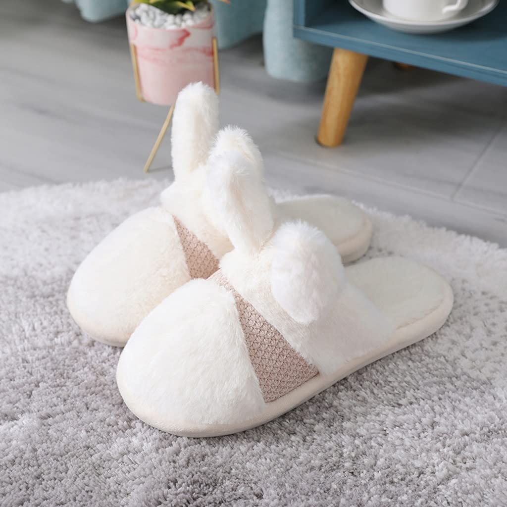 DFHH Pure Cotton Winter Slippers for Women & Men - Plush Thick-Soled Indoor/Outdoor House Shoes - Soft & Warm Couple Home Slippers (Beige, Size 40-41) - Perfect for Cozy Evenings, Winter Comfort & Gift Giving