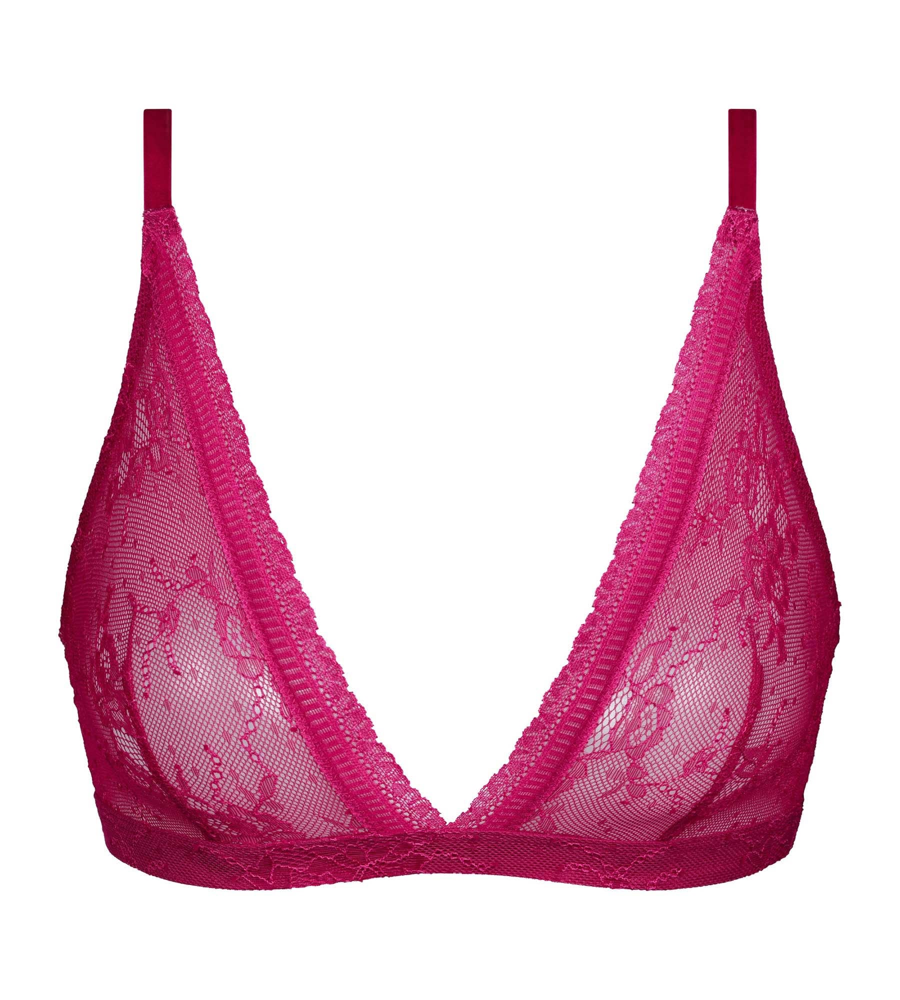 Lace Triangle Bralette Wireless Fuchsia Pink - Comfortable Bralette for Yoga, Lounge & Everyday Wear