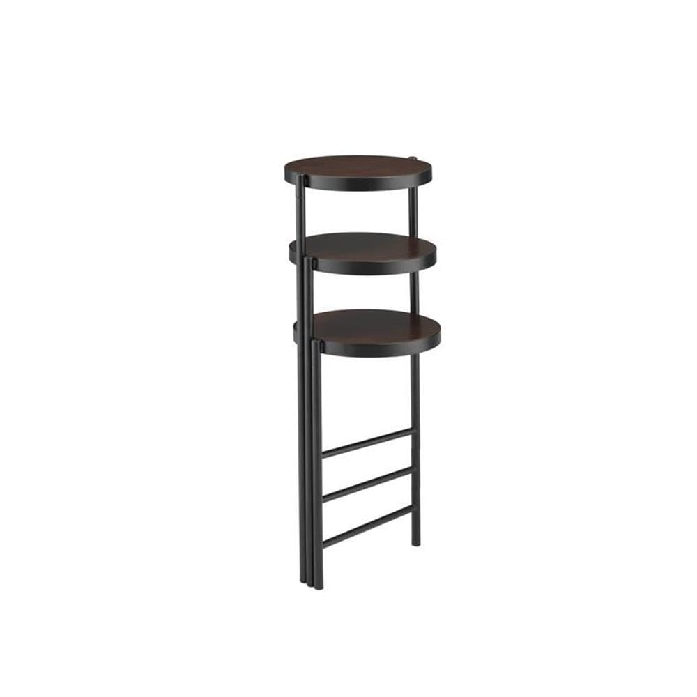 BOWERY HILL Modern Walnut & Black Plant Stand - Indoor Outdoor Home Decor for Living Room, Patio, Garden