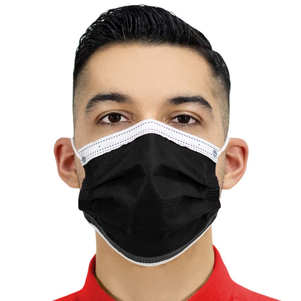 4-Ply Breathable Disposable Face Masks - Made in USA - Comfortable Elastic Ear Loops - Multiple Colors (500 Pack, Black & White) - Ideal for Daily Use, Travel, Work & Public Safety
