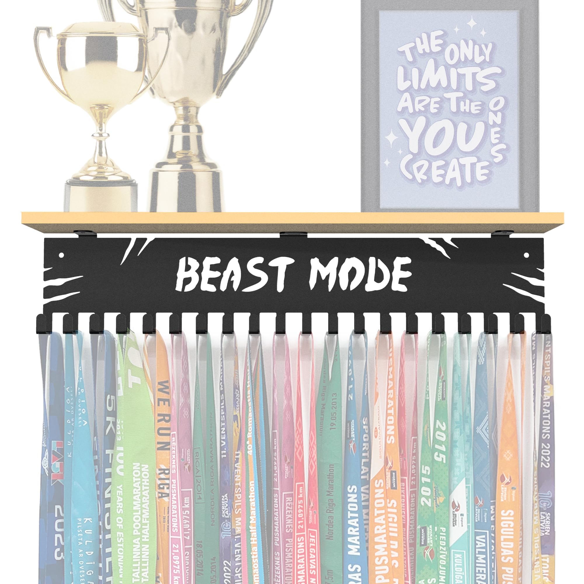 Beast Mode Medal Holder - Heavy Duty Steel Medal Hanger & Display Rack for Awards, Ribbons, and Badges - Perfect for Sports Trophies, Military Medals, and Race Finisher Displays
