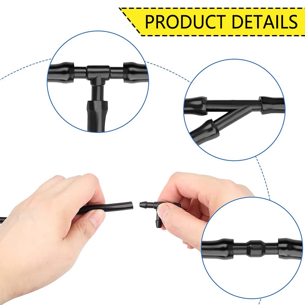 Universal Windshield Washer Hose Kit - 3 Meter/10ft Washer Fluid Tube with 6 Connectors & Nozzles for Most Cars | Easy DIY Installation for Windshield Cleaning & Maintenance
