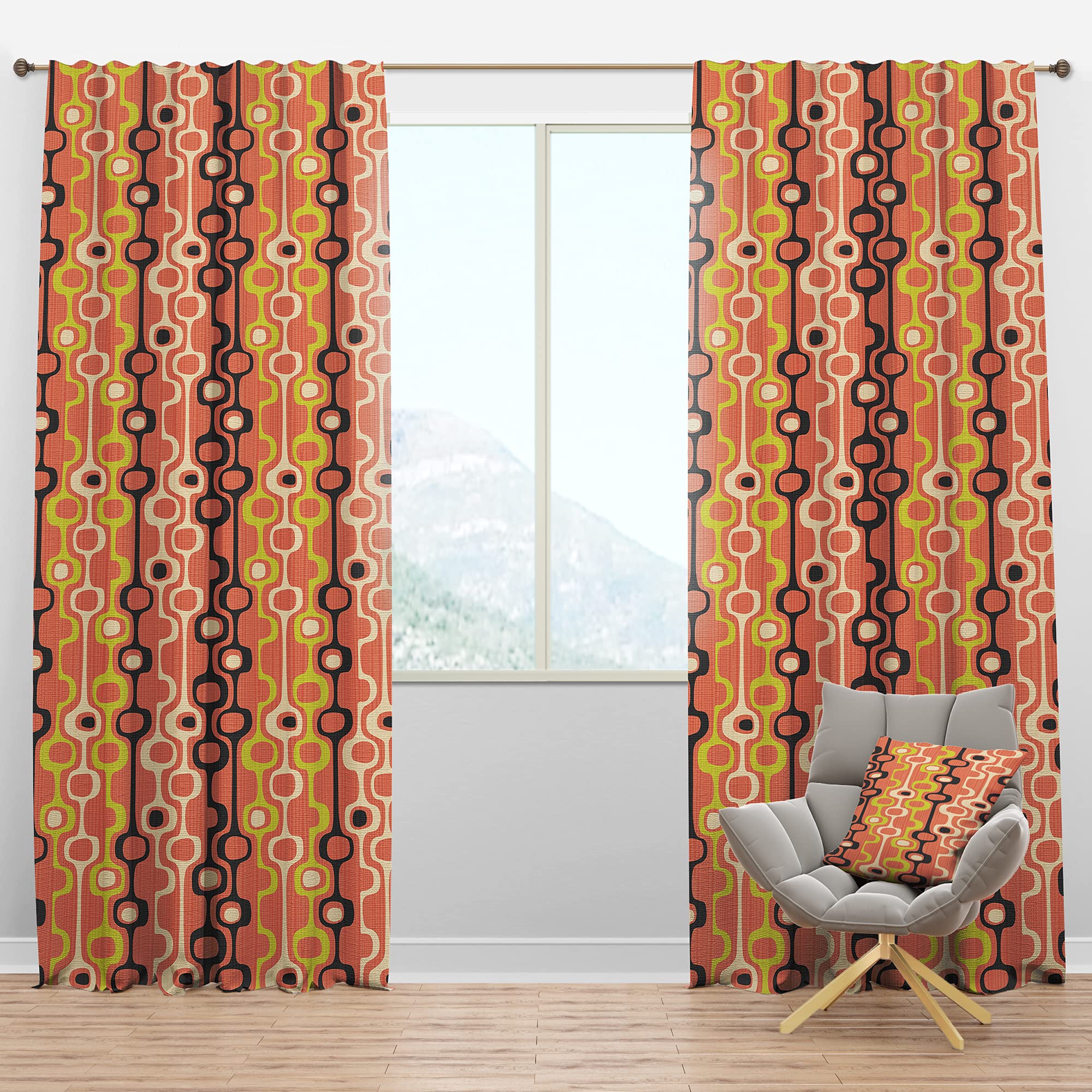 DesignQ Blackout Curtains 'Retro Abstract Design XIII' - Thermal Insulated Single Panel (52x120 inches) - Noise Reducing & Energy Saving Window Drapes for Bedroom, Living Room, Home Theater - Perfect for Shift Workers & Light Sleepers