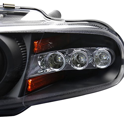 Spec-D Tuning Black Halo LED Projector Headlights - Compatible with Dodge Avenger & Sebring Coupe (2LHP-AVG97JM-TM) | High-Performance Lighting for Night Driving & Custom Car Upgrades