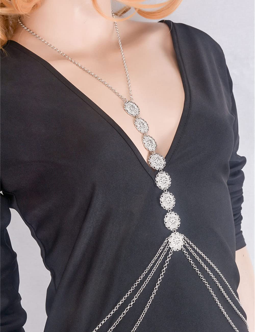 Bohemian Coin Body Chain for Women - Sexy Layered Back Necklace Jewelry - Bikini Harness Accessories for Beach, Festival & Summer Outfits