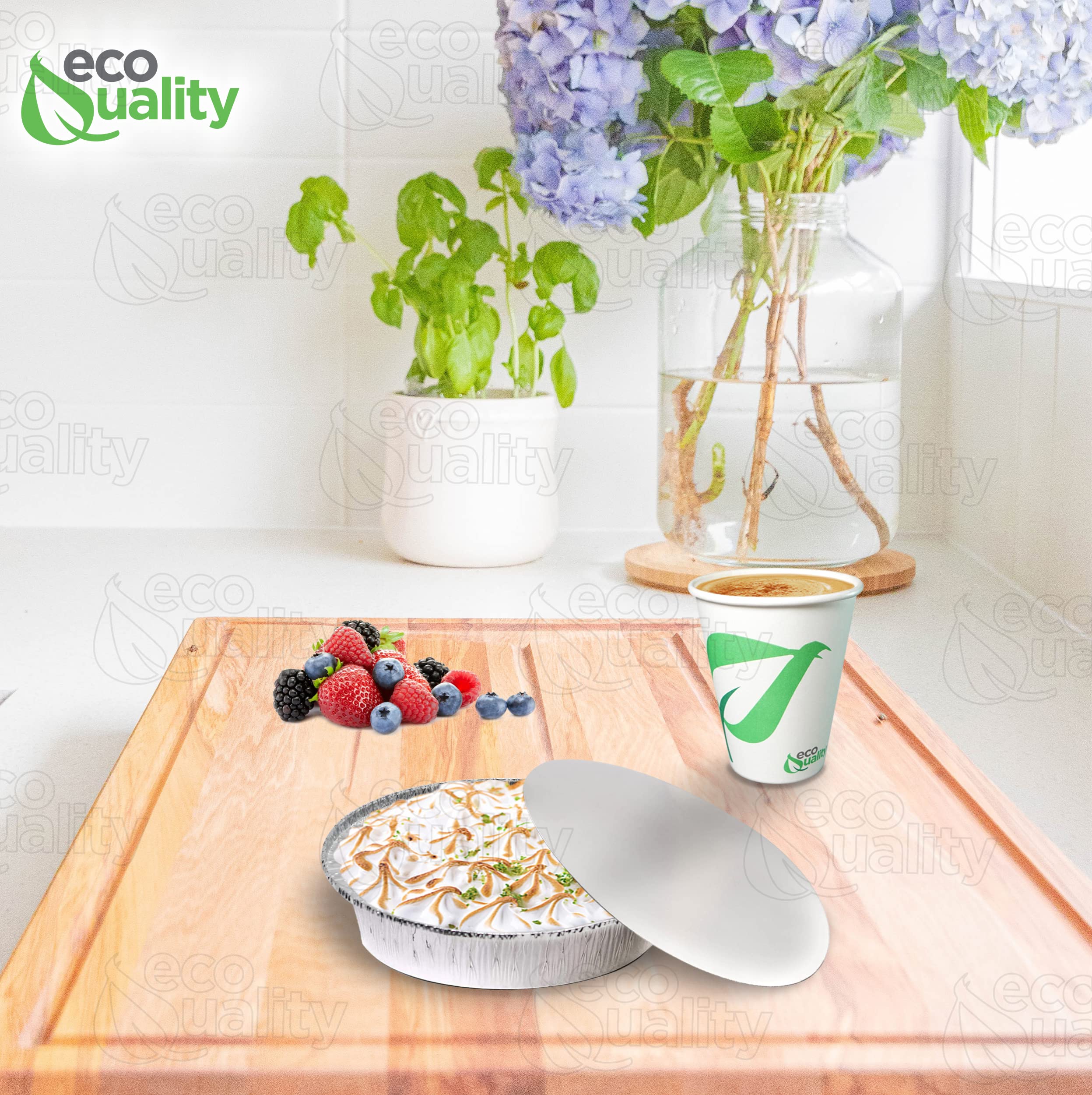EcoQuality [500 Pack] 6 Inch Disposable Round Aluminum Foil Pans with Board Lids - Bake, Cook & Serve Food - Perfect for Catering, Restaurants, Parties, Picnics & Meal Prep - Oven Safe & Leak Proof Food Containers